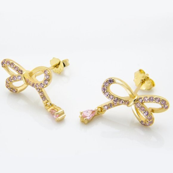 Cute Sterling Silver Bow Earrings - Picture 1 of 2